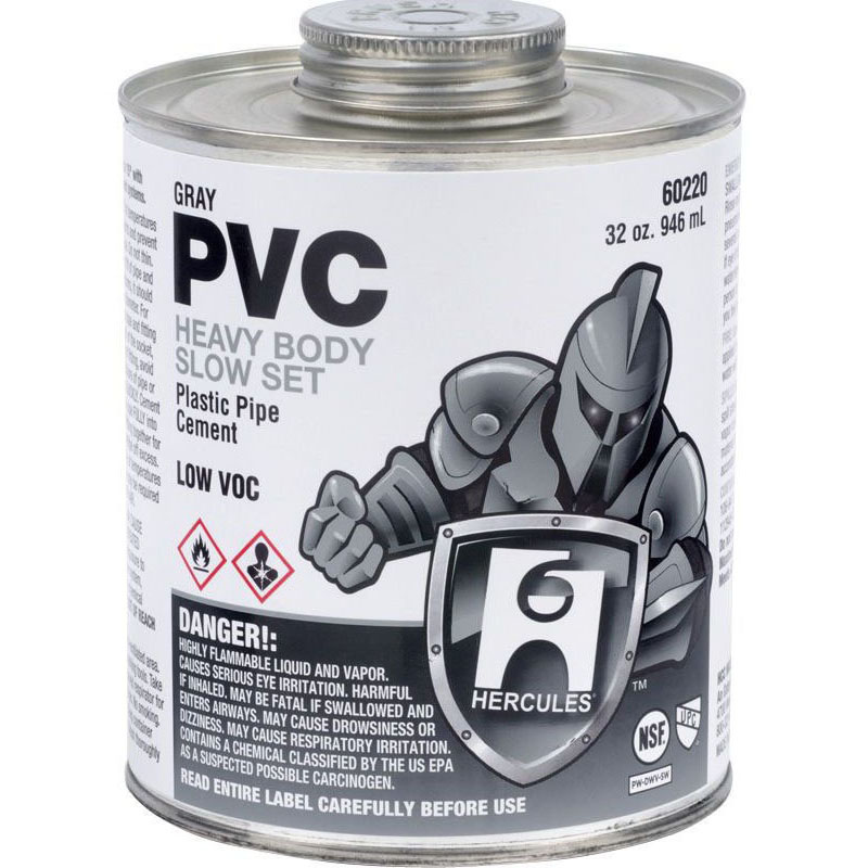 60220 Hercules Gray Heavy Body Slow Set PVC Cement 1 Quart The