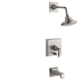Vibrant Brushed Nickel KOHLER K-T13133-4B-BN Pinstripe Rite-Temp Pressure-Balancing Bath and Shower Faucet Trim with Lever Handle Valve Not Included 